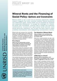 Mineral Rents and the Financing of Social Policy: Options and Constraints (Research and Policy Brief)